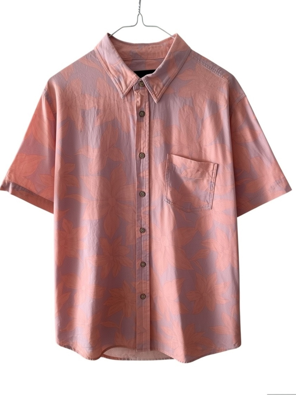RAILS Men’s Button Up Shirt Linen Blend Pink Floral Short Sleeves Size Medium